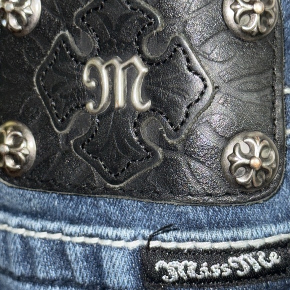 Miss Me Blue Vintage Y2K Denim Boot Cut Crop Low Rise Jeans JP536083v Size 30 - Picture 12 of 14
